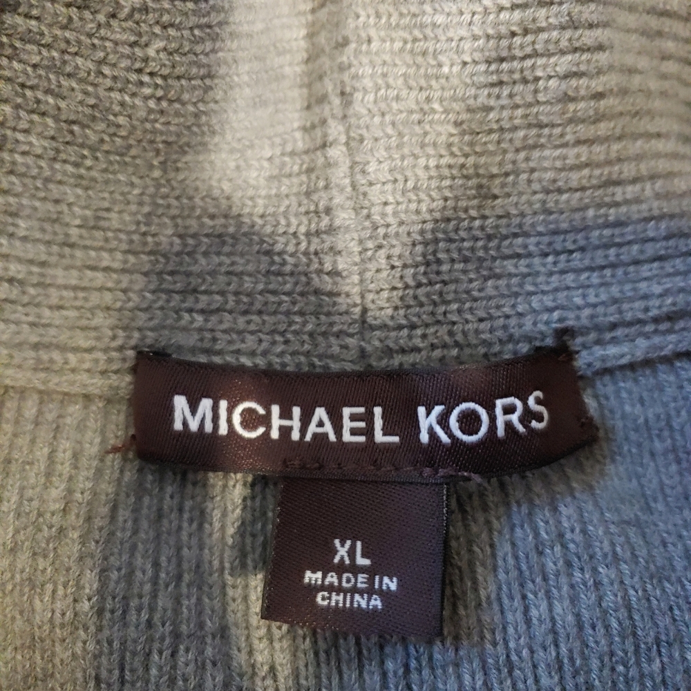 Men's Micheal Kors Gray Knit Shawl Neck Sweater. - Picture 3 of 8